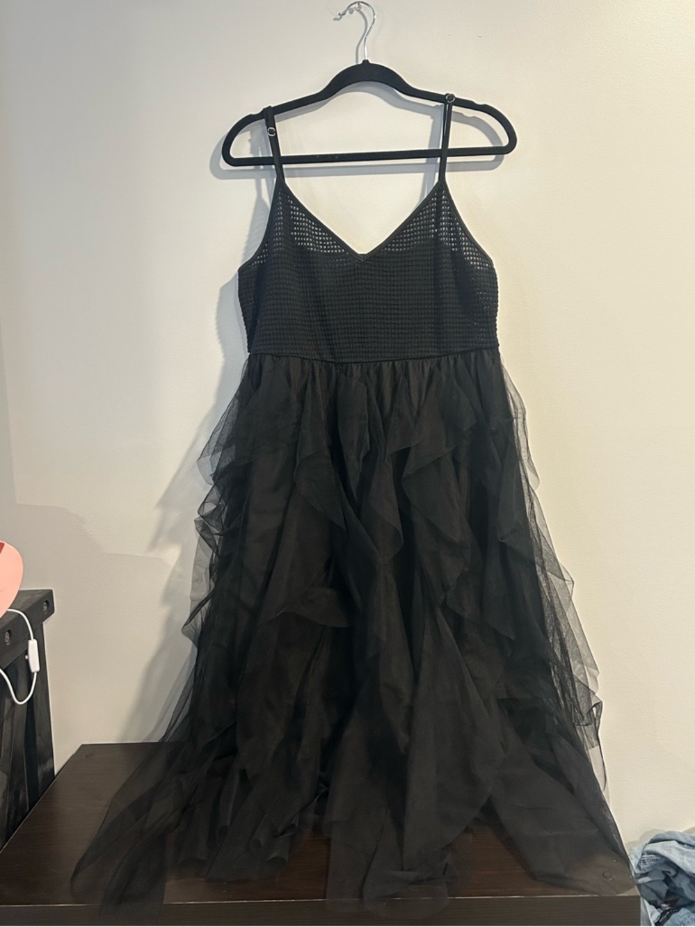 Black Tulle Ruffle Party Dress